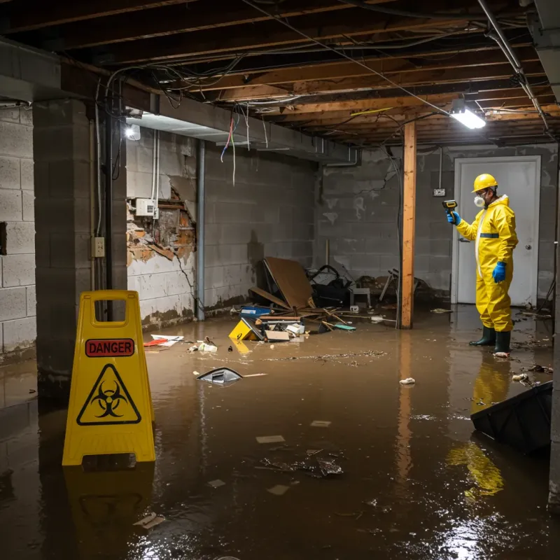Flooded Basement Electrical Hazard in Spencer, IN Property